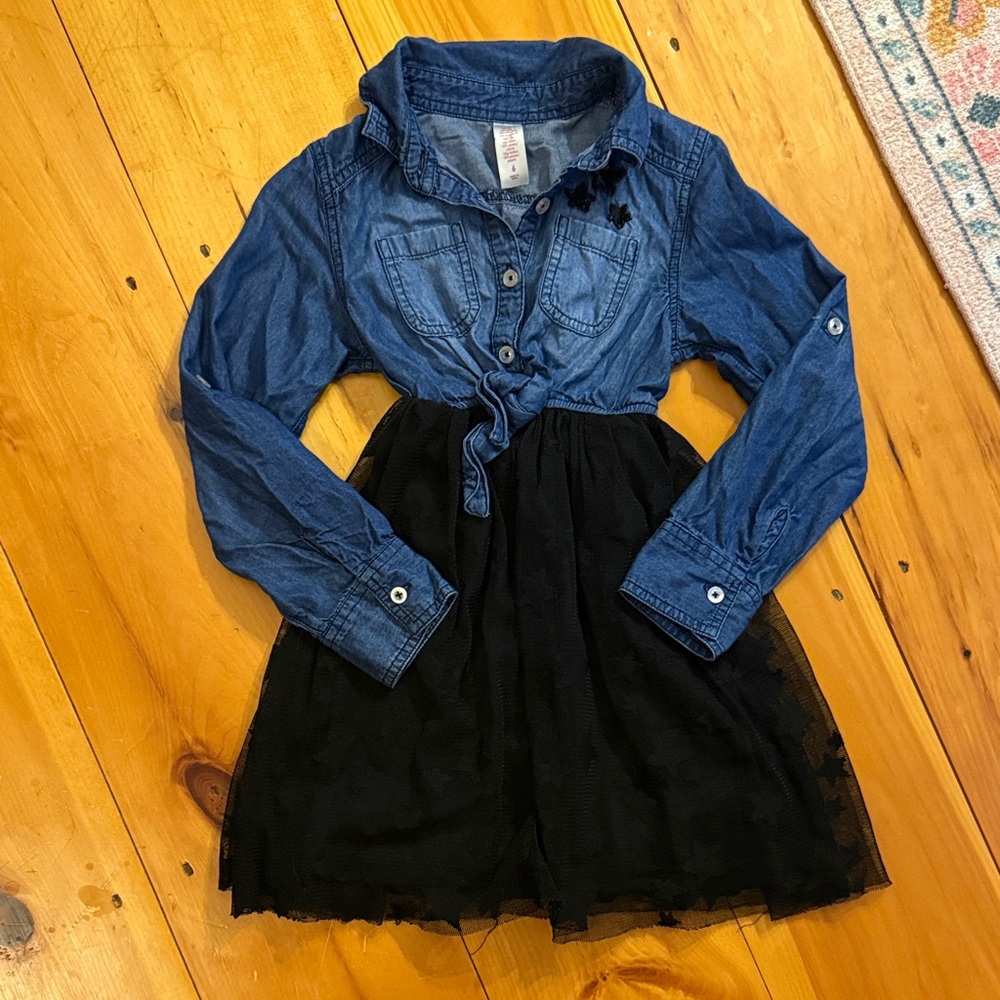 Justice Denim and Black Casual Kids Dress